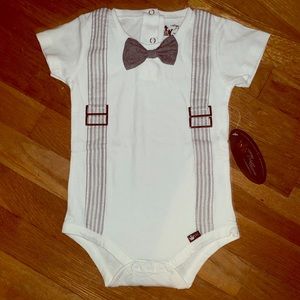 Suspender Bow tie Onesie 18 months